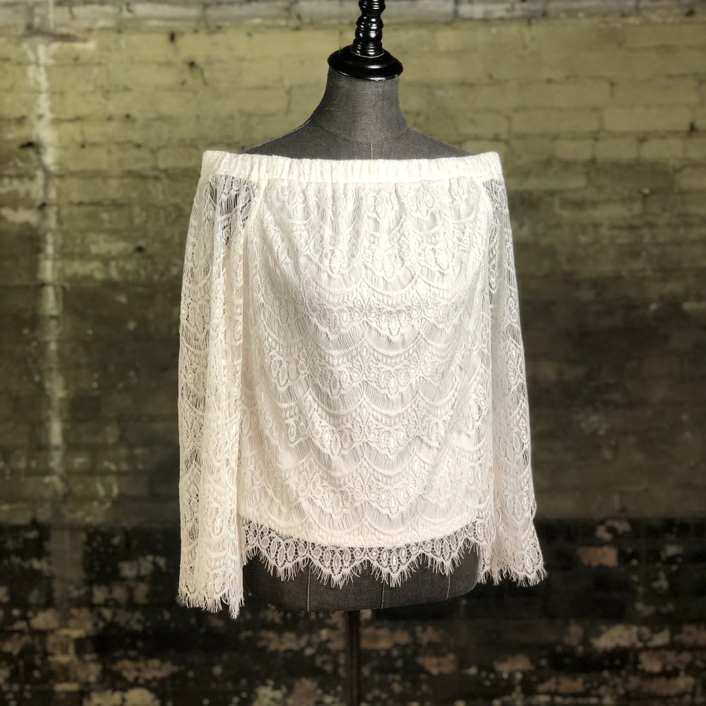 Love, Fire White Lace, Off Shoulder Top